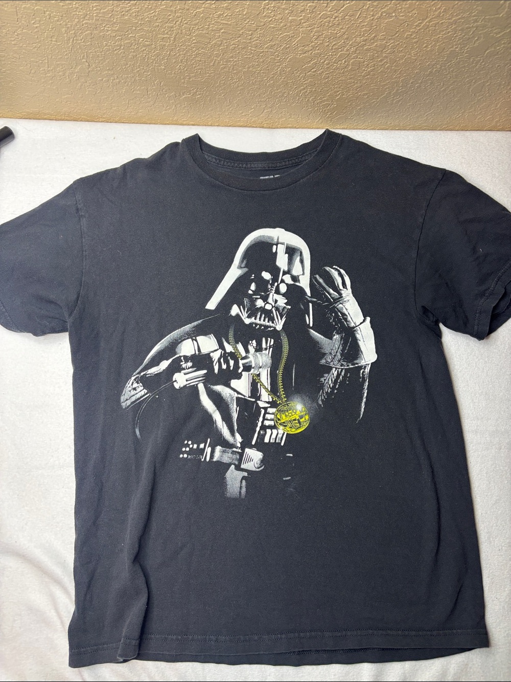 Star Wars Black Short-Sleeve Tee with Yellow Accent - Darth Vader Graphic